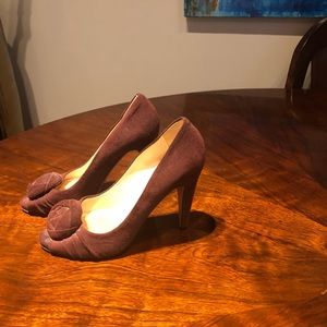 Prada burgundy suede heels.